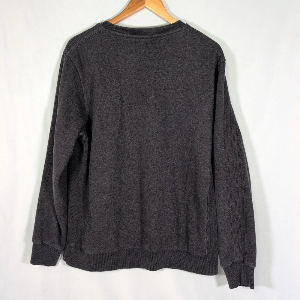 Adidas Black Dark Gray Crewneck Sweatshirt size L Stripes Trefoil